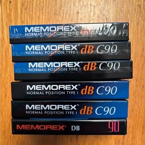 Memorex 90 minute blank sealed cassette tapes (6)